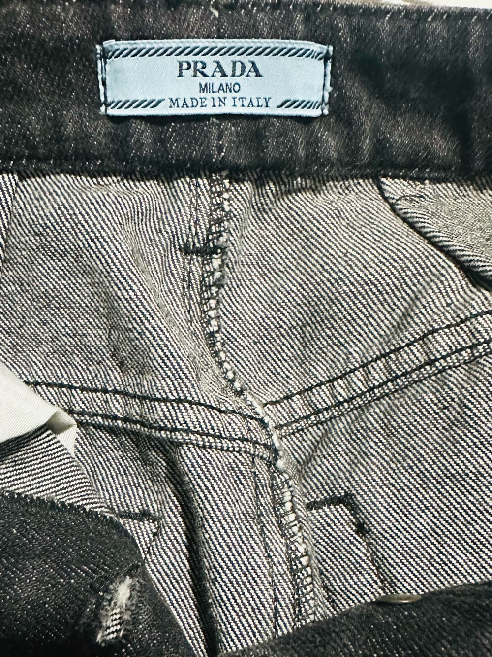 Prada Black Mid-Rise Denim Midi Skirt - Picture 12 of 13